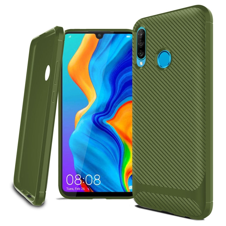 For Huawei P30 Lite ENKAY ENK-PC025 Carbon Fiber Texture Solid Color TPU Slim Case Soft Cover