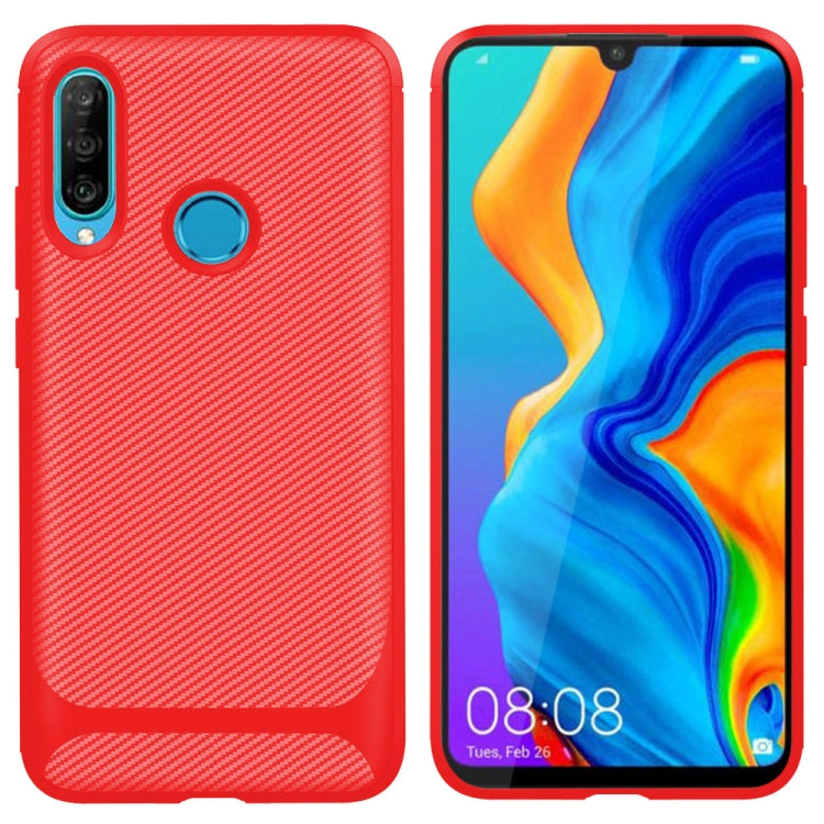 For Huawei P30 Lite ENKAY ENK-PC025 Carbon Fiber Texture Solid Color TPU Slim Case Soft Cover