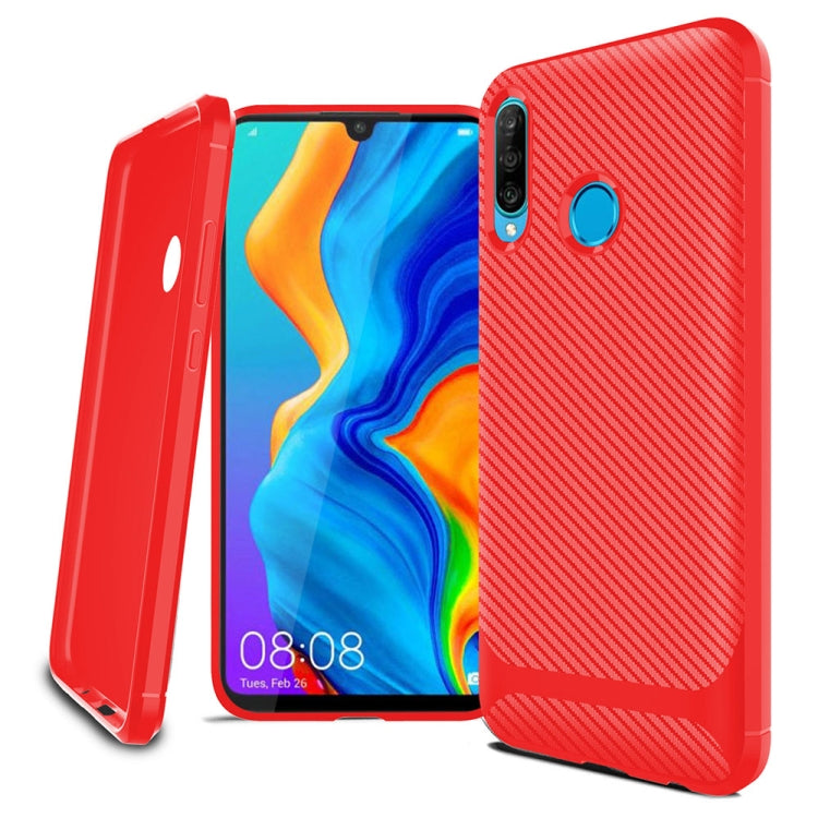 For Huawei P30 Lite ENKAY ENK-PC025 Carbon Fiber Texture Solid Color TPU Slim Case Soft Cover