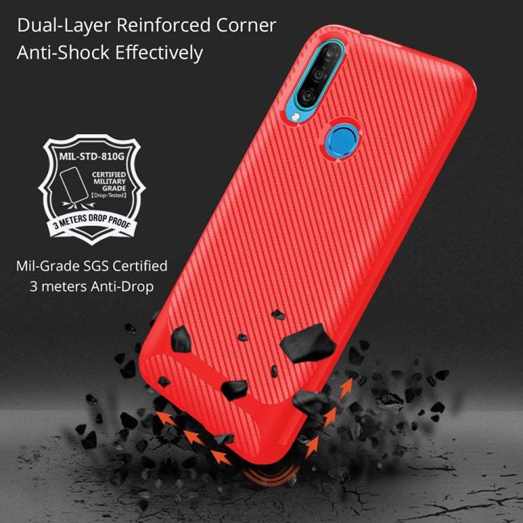 For Huawei P30 Lite ENKAY ENK-PC025 Carbon Fiber Texture Solid Color TPU Slim Case Soft Cover