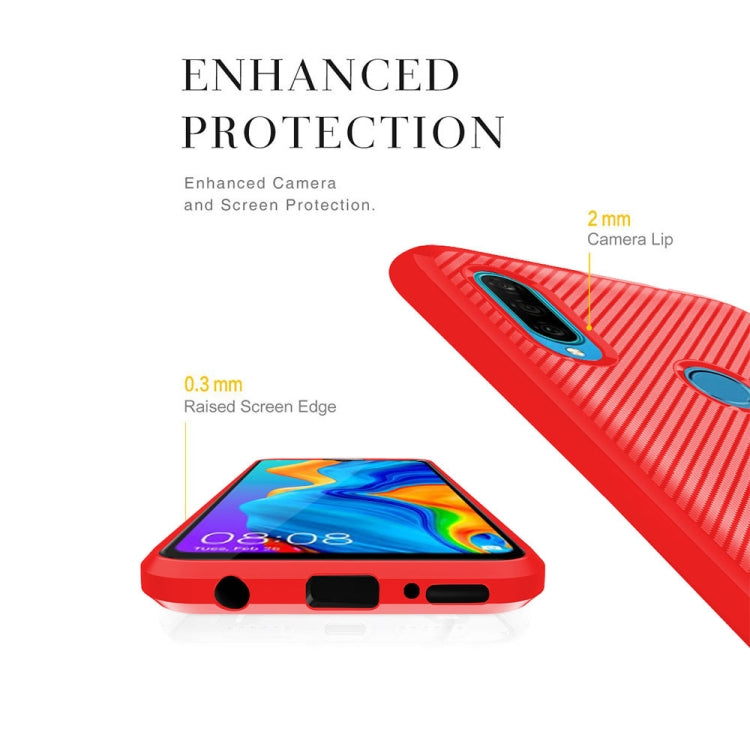 For Huawei P30 Lite ENKAY ENK-PC025 Carbon Fiber Texture Solid Color TPU Slim Case Soft Cover