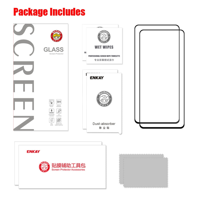 For Xiaomi Redmi K30/K30 Pro 2 PCS ENKAY Hat-Prince Full Glue 0.26mm 9H 2.5D Tempered Glass Full Coverage Film