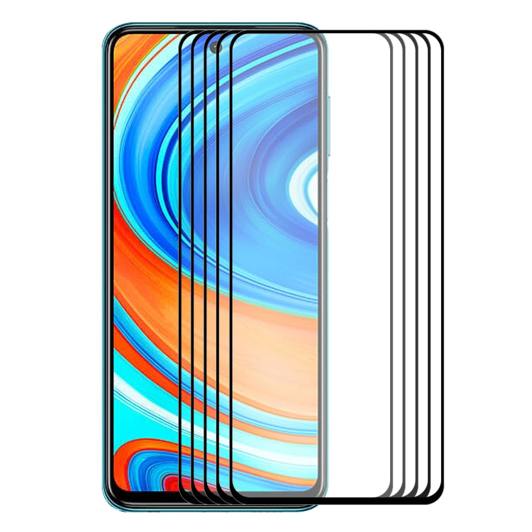 For Xiaomi Redmi Note 9  5 PCS ENKAY Hat-Prince Full Glue 0.26mm 9H 2.5D Tempered Glass Full Coverage Film