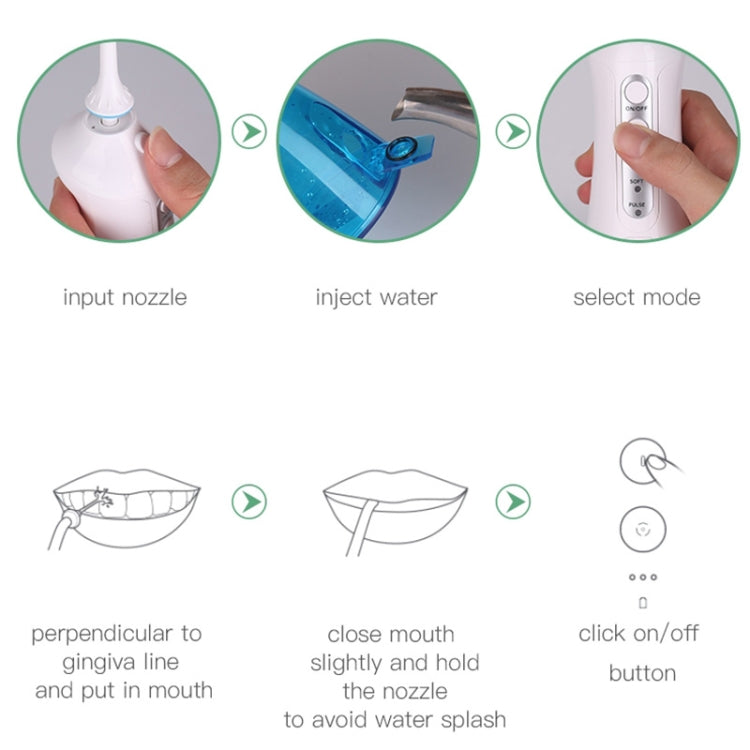 Wireless Water Floss Cleaner Portable 1400mAh USB-Rechargeable Water Flosser IPX7 Waterproof Oral Irrigator, Water Tank Capacity: 300ML