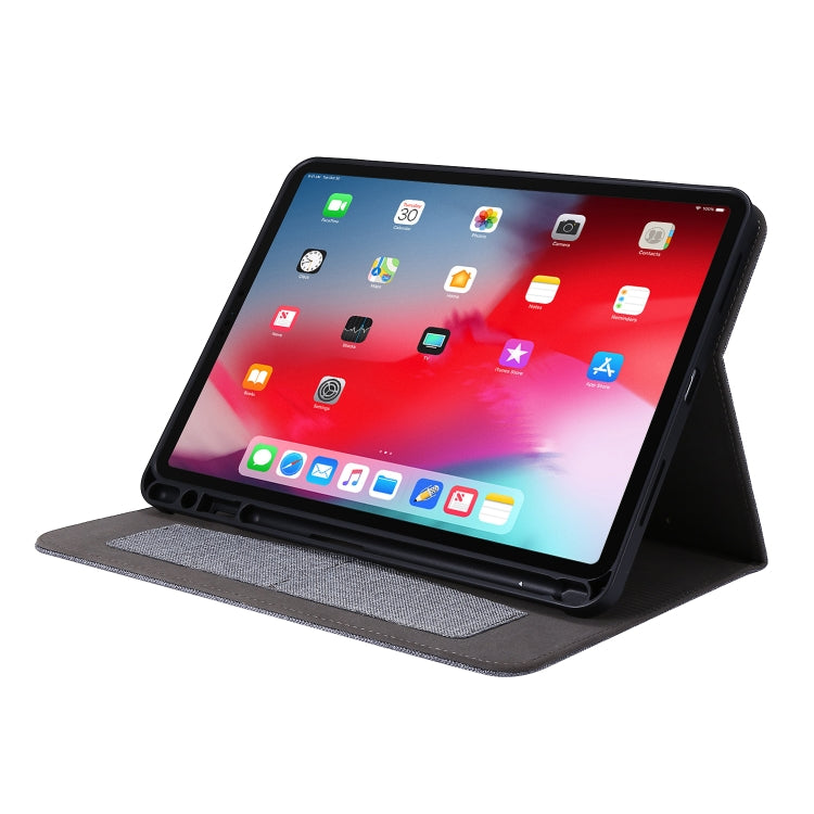 For iPad Pro 11(2020) Horizontal Flip TPU + Fabric PU Leather Protective Tablet Case with Name Card Clip