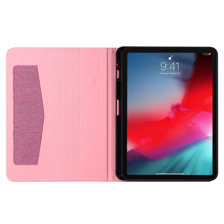 For iPad Pro 11(2020) Horizontal Flip TPU + Fabric PU Leather Protective Tablet Case with Name Card Clip