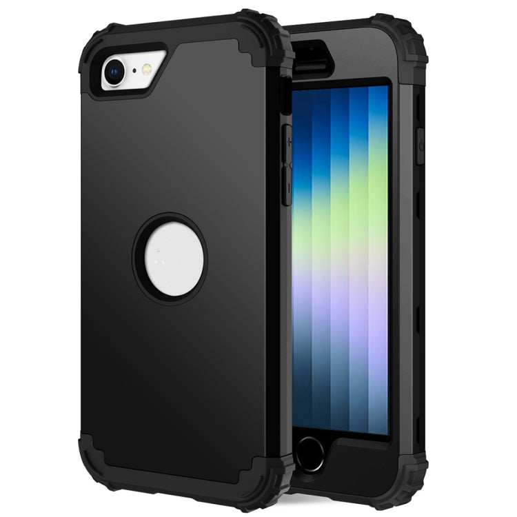 For iPhone SE 2022 / SE 2020 Silicone + PC Three-piece Anti-drop Mobile Phone Protection Back Cover