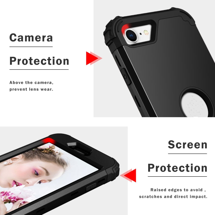 For iPhone SE 2022 / SE 2020 Silicone + PC Three-piece Anti-drop Mobile Phone Protection Back Cover