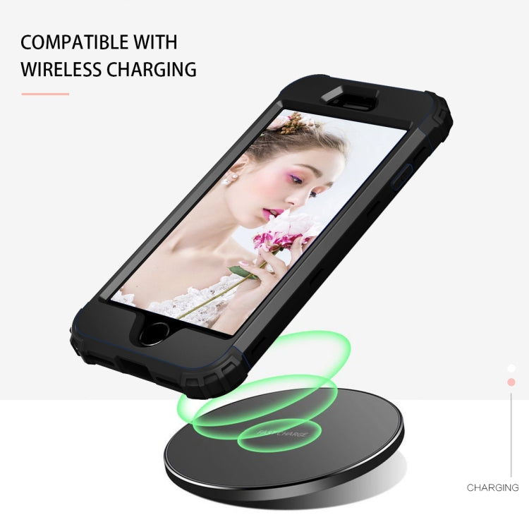 For iPhone SE 2022 / SE 2020 Silicone + PC Three-piece Anti-drop Mobile Phone Protection Back Cover