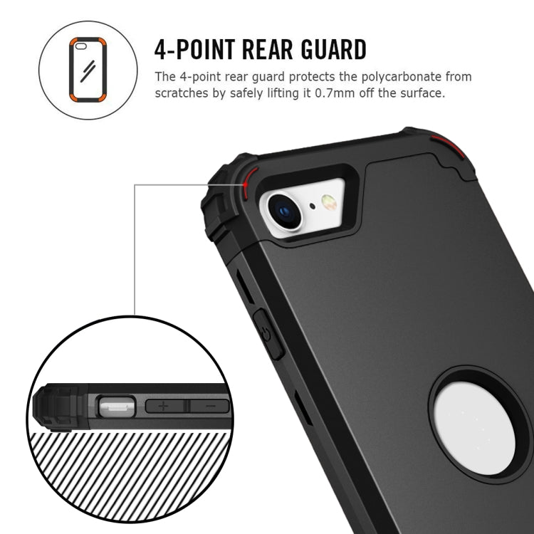For iPhone SE 2022 / SE 2020 Silicone + PC Three-piece Anti-drop Mobile Phone Protection Back Cover