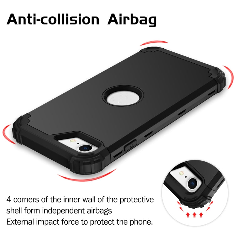 For iPhone SE 2022 / SE 2020 Silicone + PC Three-piece Anti-drop Mobile Phone Protection Back Cover