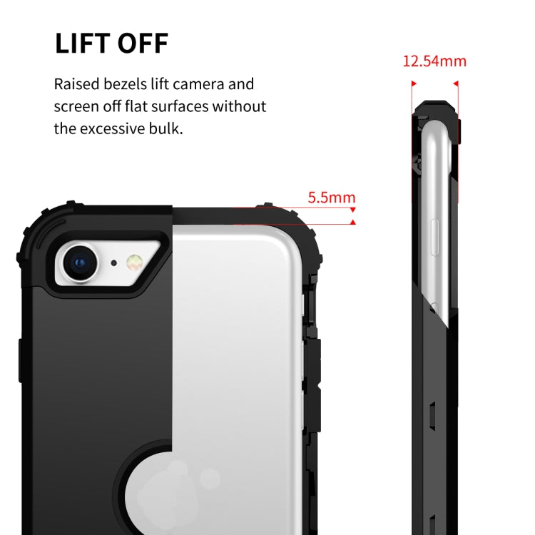 For iPhone SE 2022 / SE 2020 Silicone + PC Three-piece Anti-drop Mobile Phone Protection Back Cover