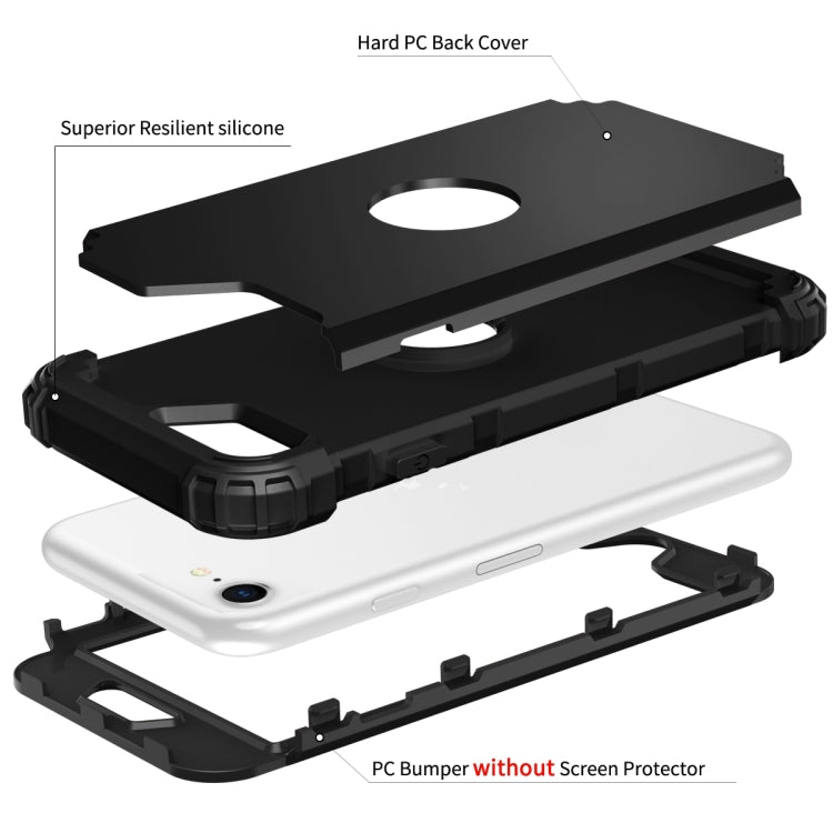 For iPhone SE 2022 / SE 2020 Silicone + PC Three-piece Anti-drop Mobile Phone Protection Back Cover