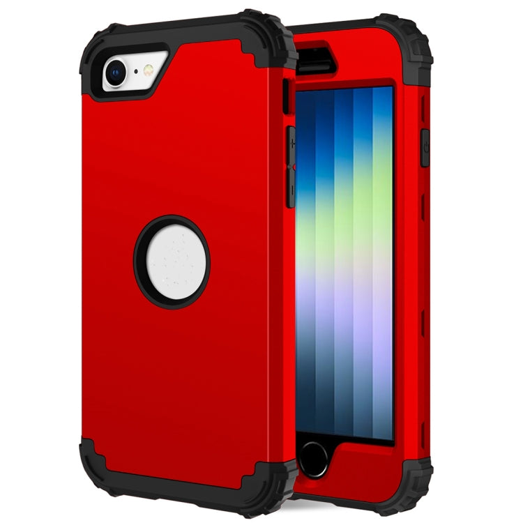 For iPhone SE 2022 / SE 2020 Silicone + PC Three-piece Anti-drop Mobile Phone Protection Back Cover