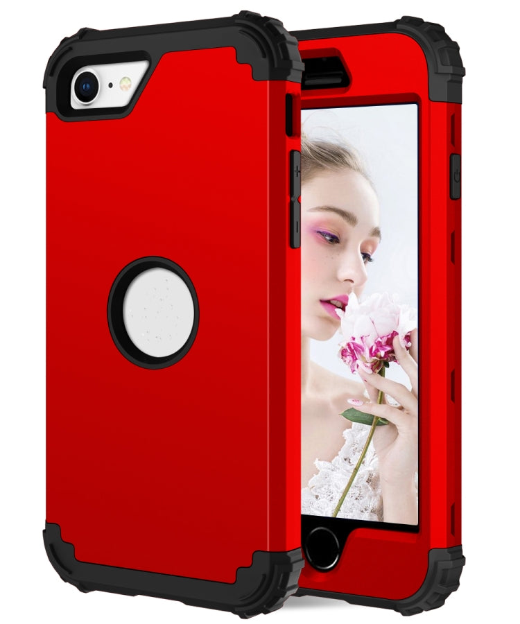 For iPhone SE 2022 / SE 2020 Silicone + PC Three-piece Anti-drop Mobile Phone Protection Back Cover