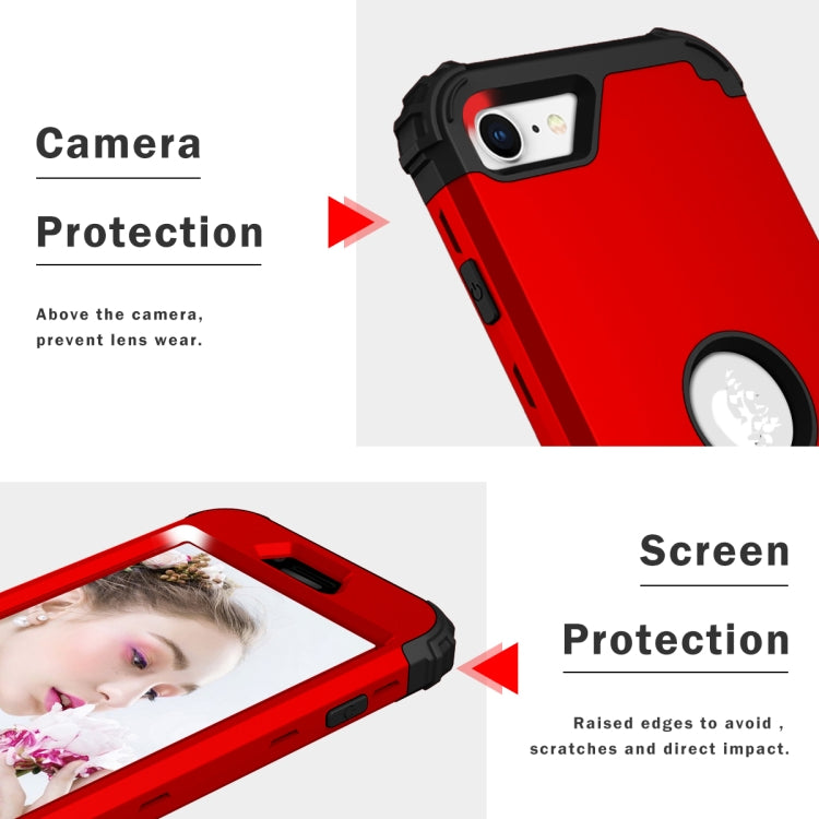 For iPhone SE 2022 / SE 2020 Silicone + PC Three-piece Anti-drop Mobile Phone Protection Back Cover
