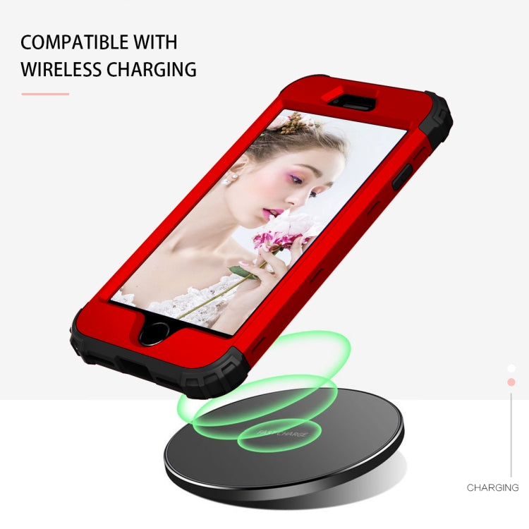 For iPhone SE 2022 / SE 2020 Silicone + PC Three-piece Anti-drop Mobile Phone Protection Back Cover
