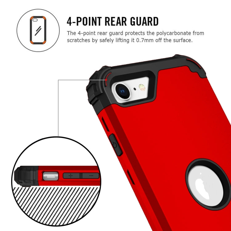 For iPhone SE 2022 / SE 2020 Silicone + PC Three-piece Anti-drop Mobile Phone Protection Back Cover