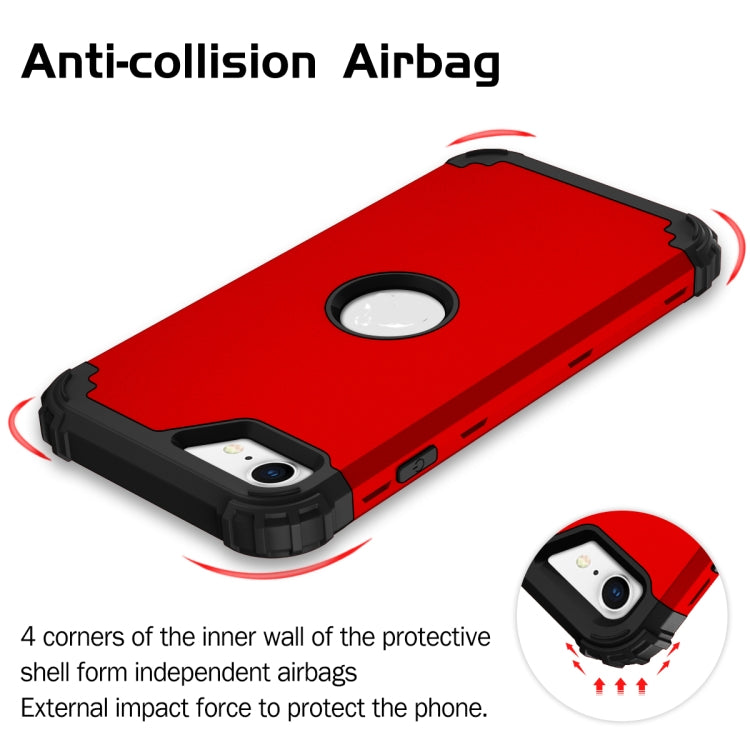 For iPhone SE 2022 / SE 2020 Silicone + PC Three-piece Anti-drop Mobile Phone Protection Back Cover