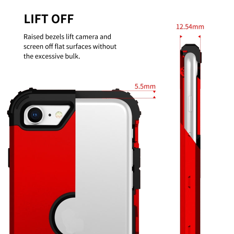 For iPhone SE 2022 / SE 2020 Silicone + PC Three-piece Anti-drop Mobile Phone Protection Back Cover