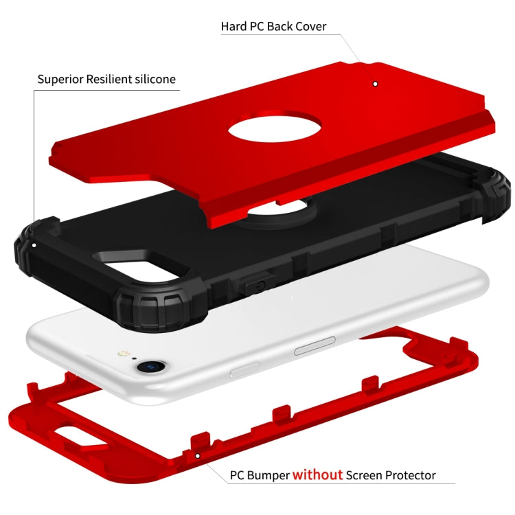 For iPhone SE 2022 / SE 2020 Silicone + PC Three-piece Anti-drop Mobile Phone Protection Back Cover