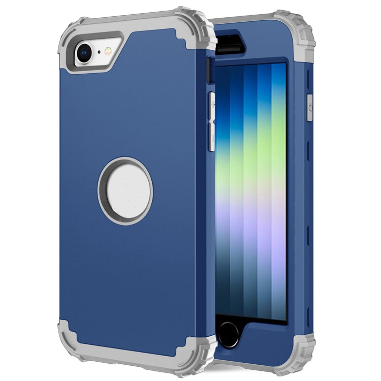 For iPhone SE 2022 / SE 2020 Silicone + PC Three-piece Anti-drop Mobile Phone Protection Back Cover