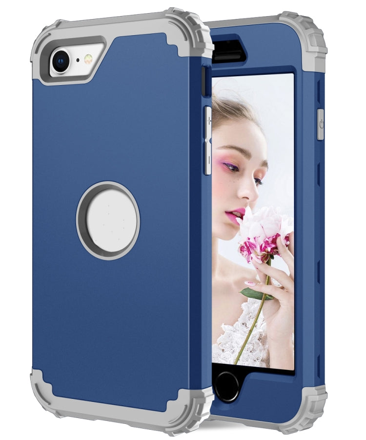 For iPhone SE 2022 / SE 2020 Silicone + PC Three-piece Anti-drop Mobile Phone Protection Back Cover