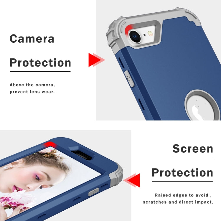 For iPhone SE 2022 / SE 2020 Silicone + PC Three-piece Anti-drop Mobile Phone Protection Back Cover