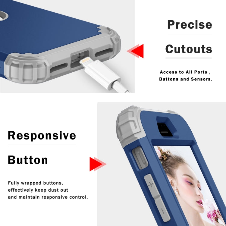 For iPhone SE 2022 / SE 2020 Silicone + PC Three-piece Anti-drop Mobile Phone Protection Back Cover