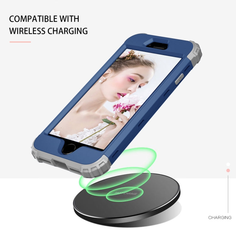 For iPhone SE 2022 / SE 2020 Silicone + PC Three-piece Anti-drop Mobile Phone Protection Back Cover