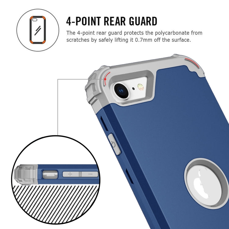 For iPhone SE 2022 / SE 2020 Silicone + PC Three-piece Anti-drop Mobile Phone Protection Back Cover