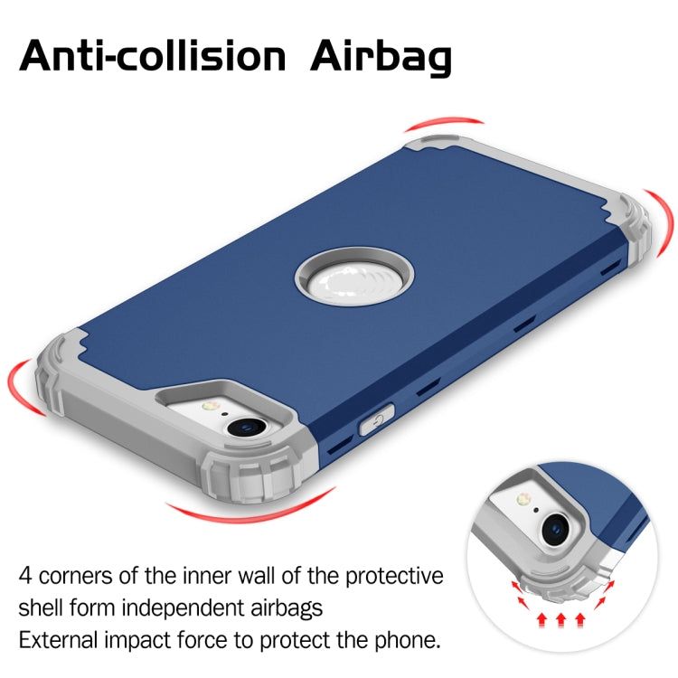 For iPhone SE 2022 / SE 2020 Silicone + PC Three-piece Anti-drop Mobile Phone Protection Back Cover