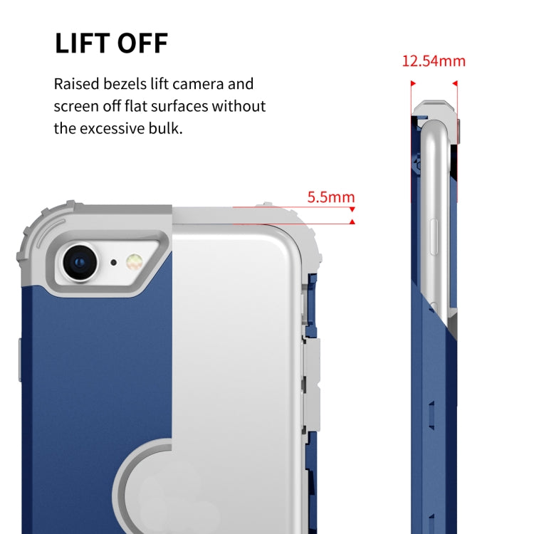 For iPhone SE 2022 / SE 2020 Silicone + PC Three-piece Anti-drop Mobile Phone Protection Back Cover
