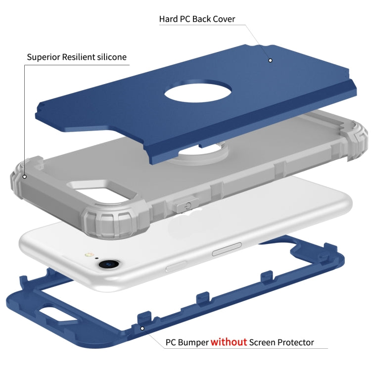 For iPhone SE 2022 / SE 2020 Silicone + PC Three-piece Anti-drop Mobile Phone Protection Back Cover