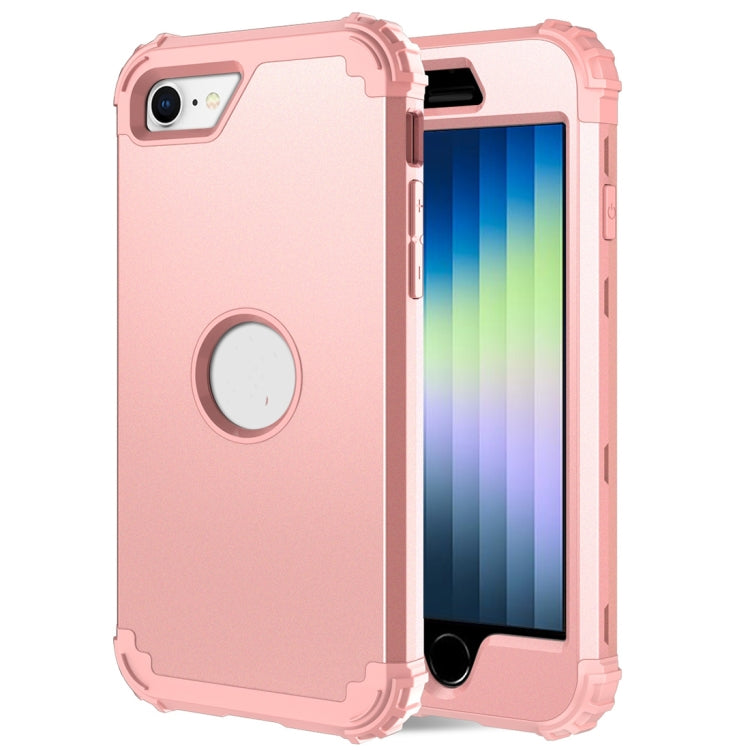 For iPhone SE 2022 / SE 2020 Silicone + PC Three-piece Anti-drop Mobile Phone Protection Back Cover