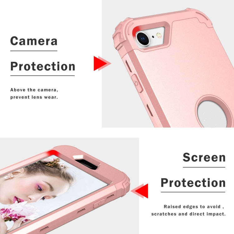 For iPhone SE 2022 / SE 2020 Silicone + PC Three-piece Anti-drop Mobile Phone Protection Back Cover