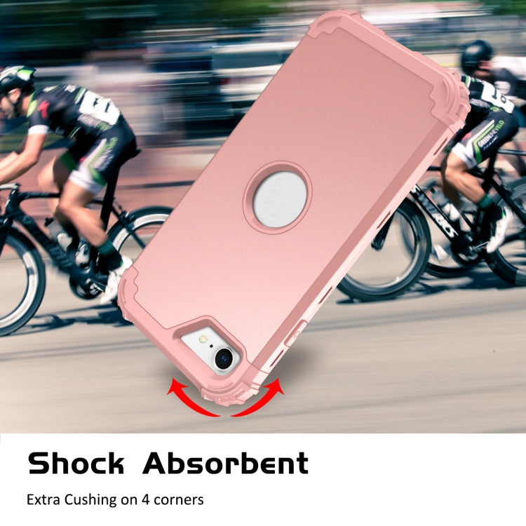 For iPhone SE 2022 / SE 2020 Silicone + PC Three-piece Anti-drop Mobile Phone Protection Back Cover