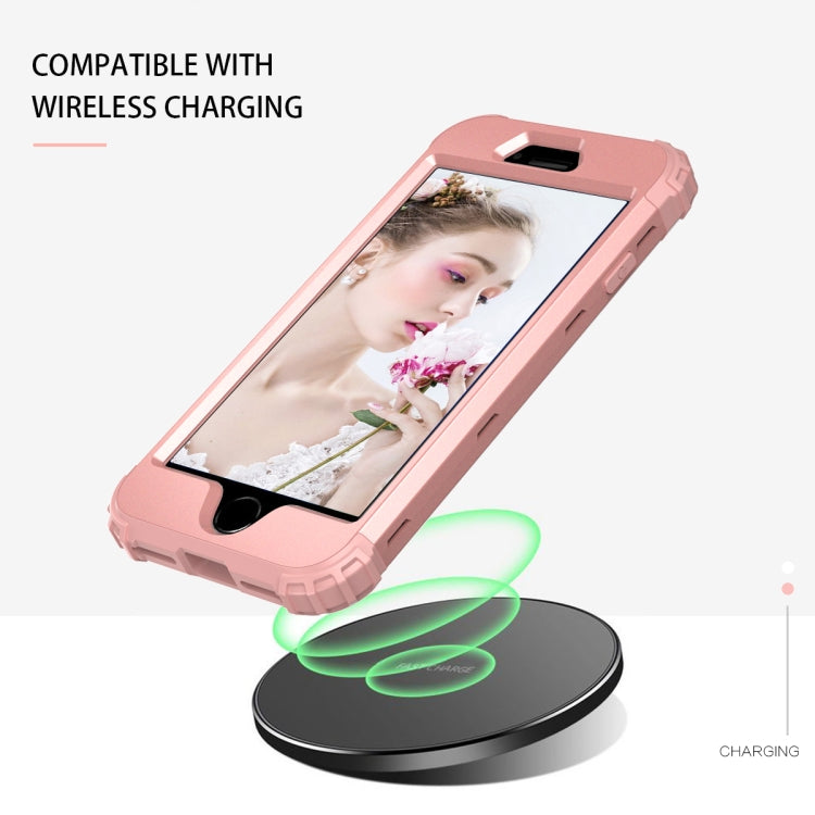 For iPhone SE 2022 / SE 2020 Silicone + PC Three-piece Anti-drop Mobile Phone Protection Back Cover