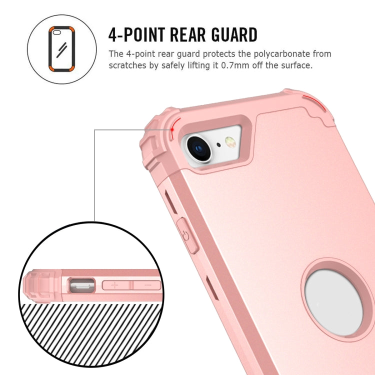 For iPhone SE 2022 / SE 2020 Silicone + PC Three-piece Anti-drop Mobile Phone Protection Back Cover