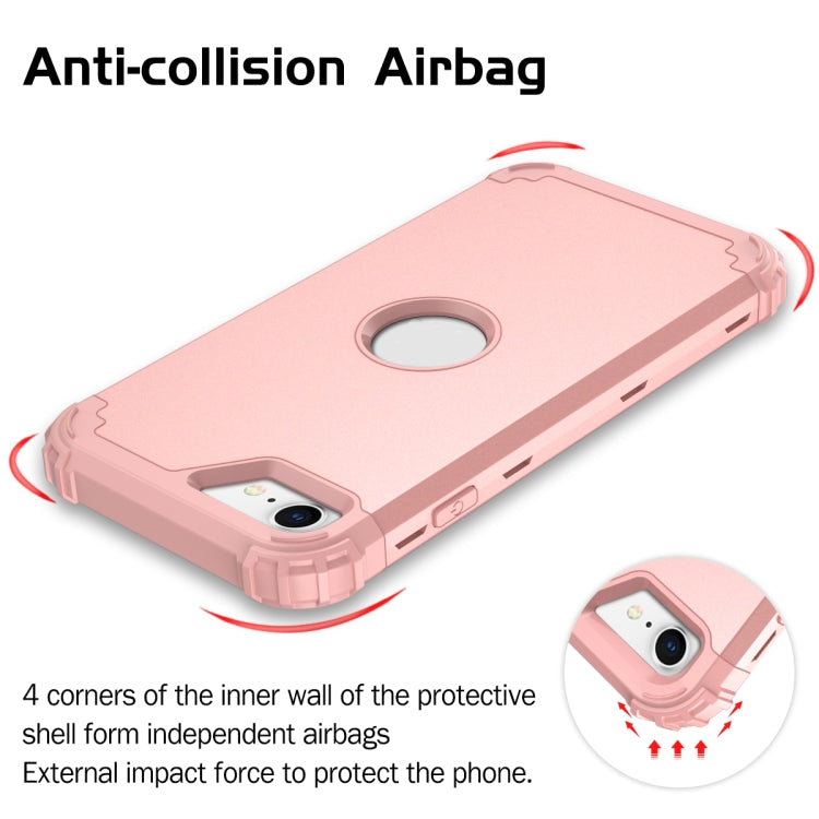 For iPhone SE 2022 / SE 2020 Silicone + PC Three-piece Anti-drop Mobile Phone Protection Back Cover