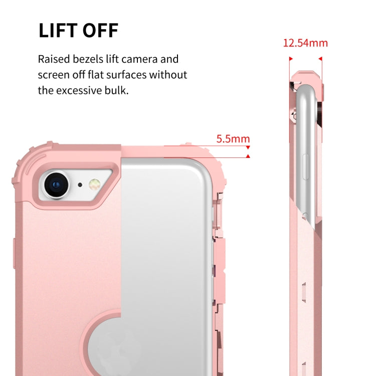 For iPhone SE 2022 / SE 2020 Silicone + PC Three-piece Anti-drop Mobile Phone Protection Back Cover