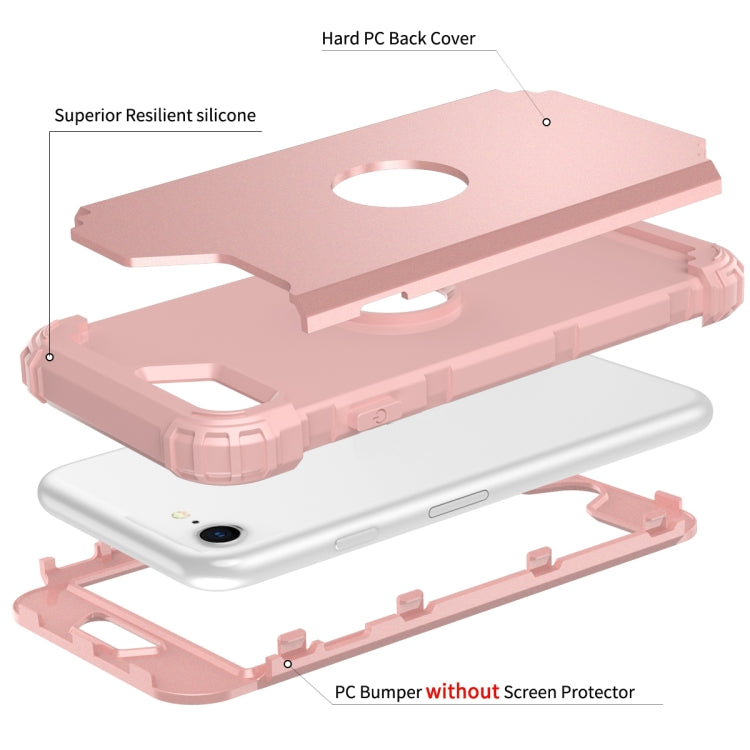 For iPhone SE 2022 / SE 2020 Silicone + PC Three-piece Anti-drop Mobile Phone Protection Back Cover