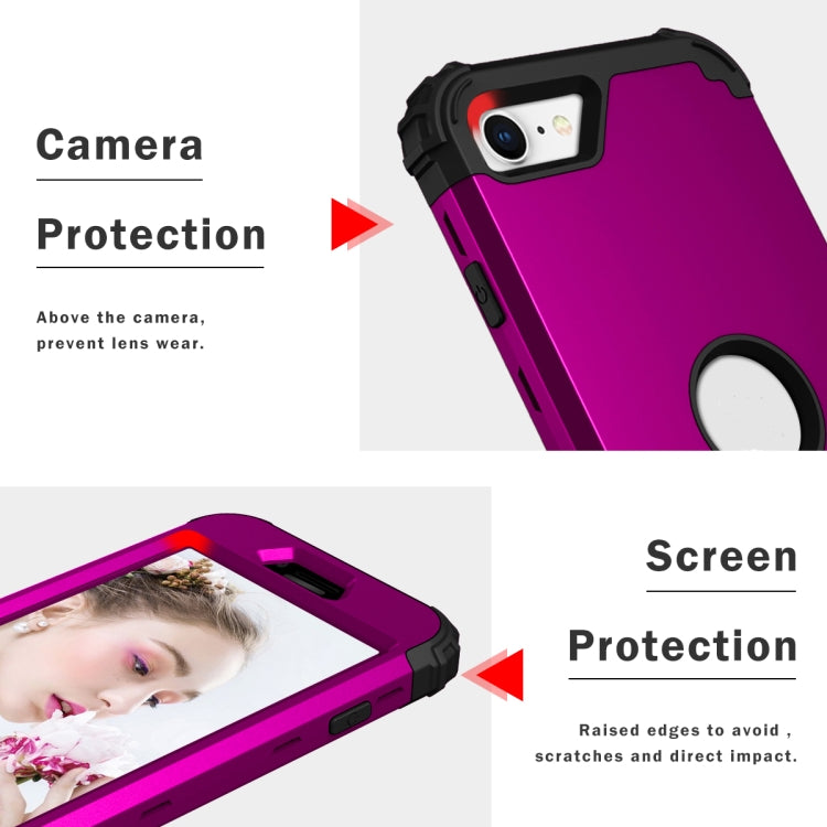For iPhone SE 2022 / SE 2020 Silicone + PC Three-piece Anti-drop Mobile Phone Protection Back Cover