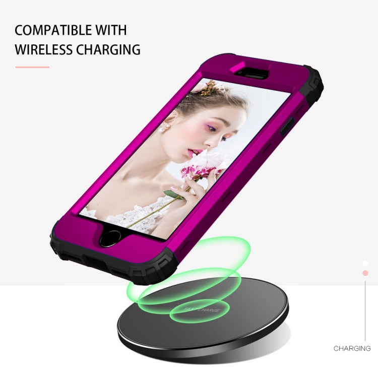 For iPhone SE 2022 / SE 2020 Silicone + PC Three-piece Anti-drop Mobile Phone Protection Back Cover