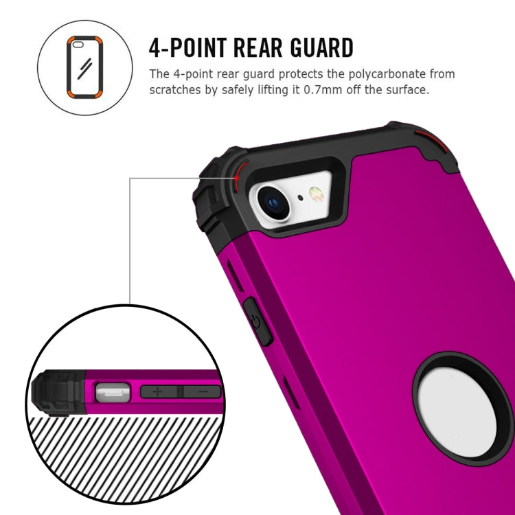 For iPhone SE 2022 / SE 2020 Silicone + PC Three-piece Anti-drop Mobile Phone Protection Back Cover