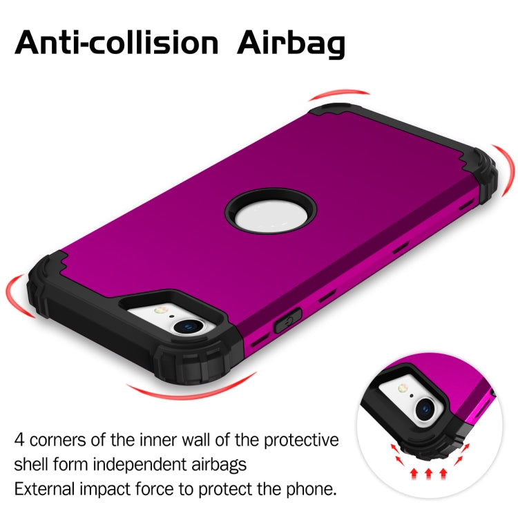 For iPhone SE 2022 / SE 2020 Silicone + PC Three-piece Anti-drop Mobile Phone Protection Back Cover