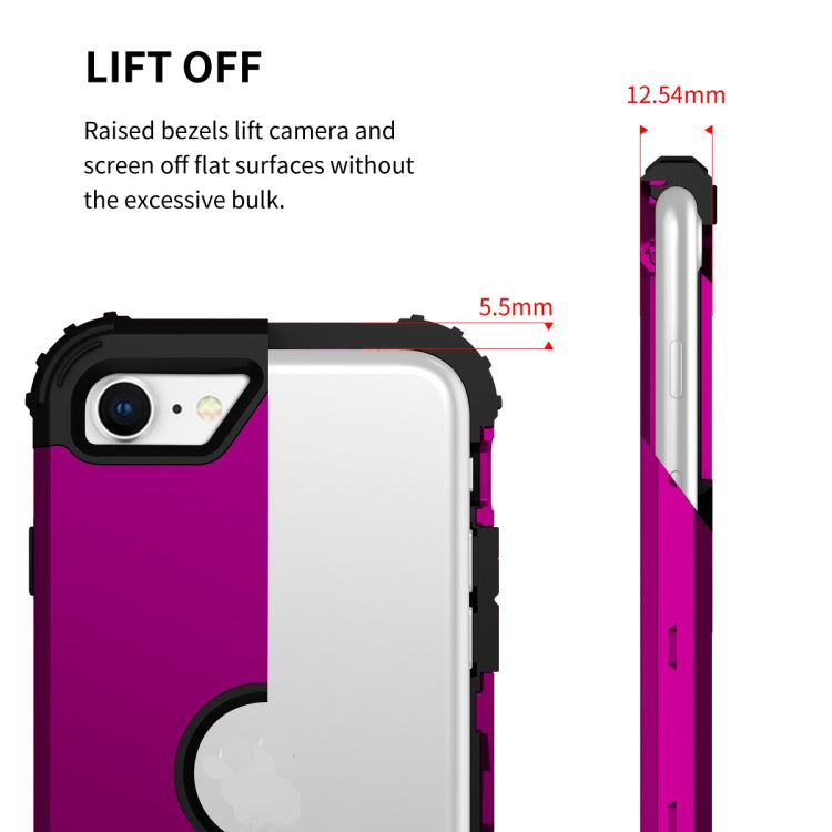 For iPhone SE 2022 / SE 2020 Silicone + PC Three-piece Anti-drop Mobile Phone Protection Back Cover