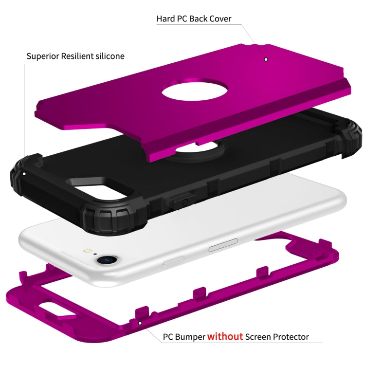 For iPhone SE 2022 / SE 2020 Silicone + PC Three-piece Anti-drop Mobile Phone Protection Back Cover
