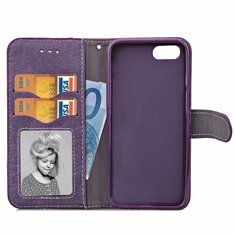 For iPhone SE 2022 / SE 2020 Matte Leather Rotary Card Case with Card Slot and Photo Frame and Stand Function