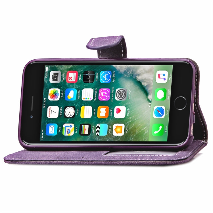For iPhone SE 2022 / SE 2020 Matte Leather Rotary Card Case with Card Slot and Photo Frame and Stand Function